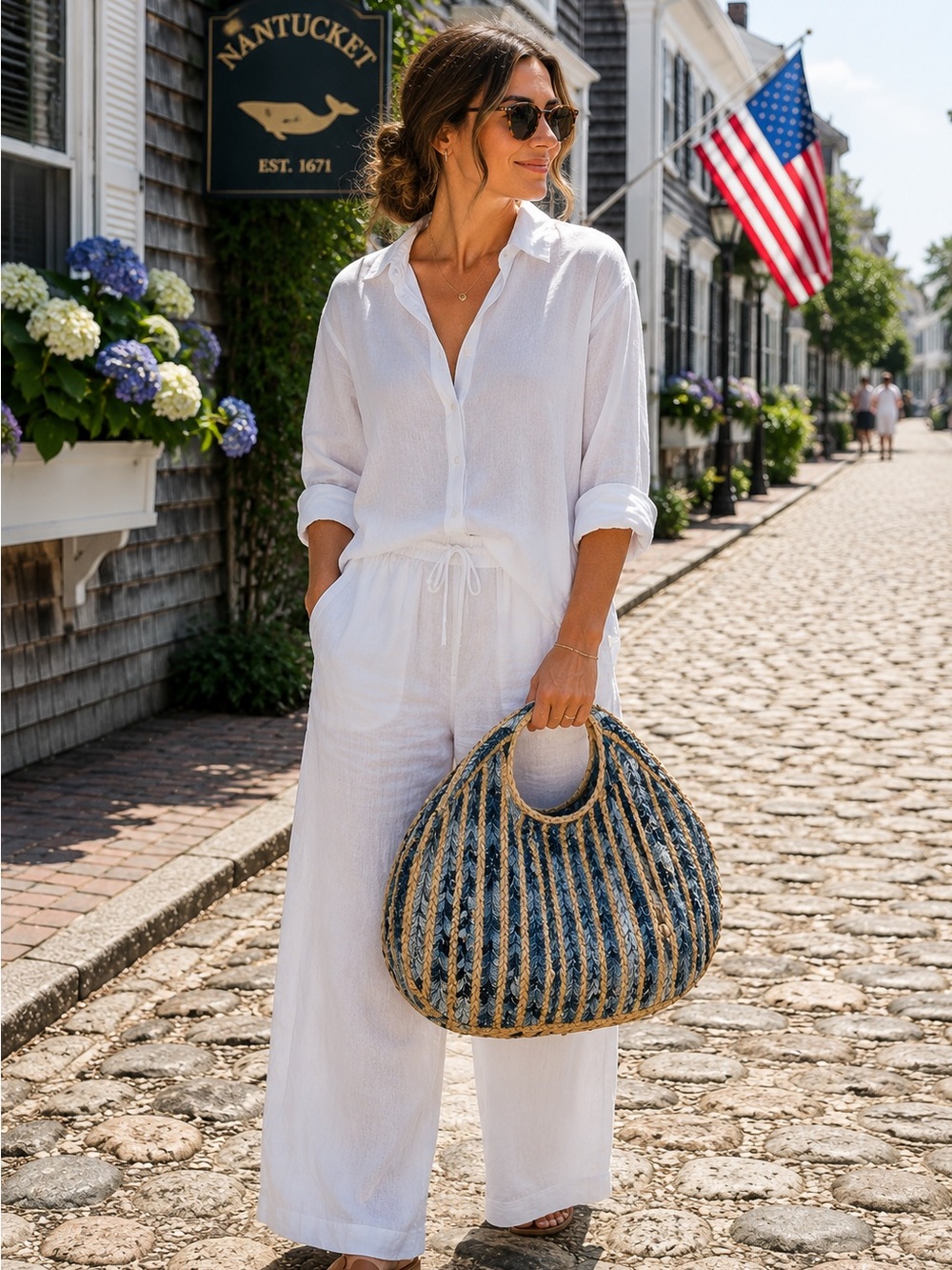 NWT Handwoven Nantucket Beach Tote | Coastal Resort Hobo Bag - Picture 2 of 8
